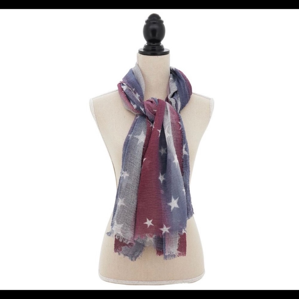 Red, White and Blue 4th of July Independence Day Americana Stars Scarf